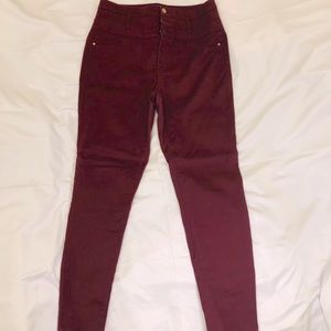 Wine red stretchy pants